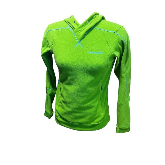 Norrona Falketind Warm 1 Hoodie Sz Small Mens Bamboo Green Power Grid Fleece Swe